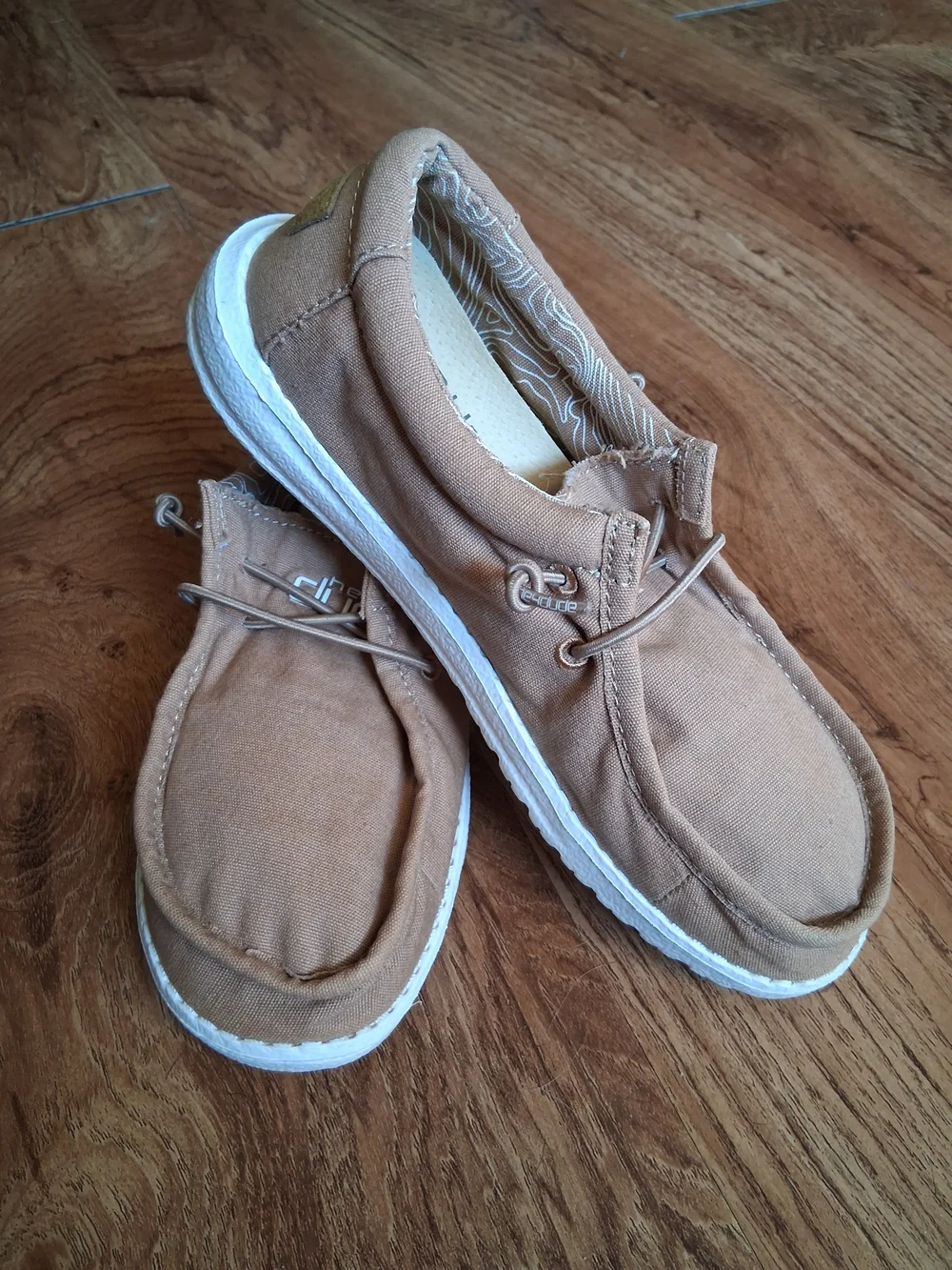 Hey Dude Kids Tan Canvas Slip-On Moccasins